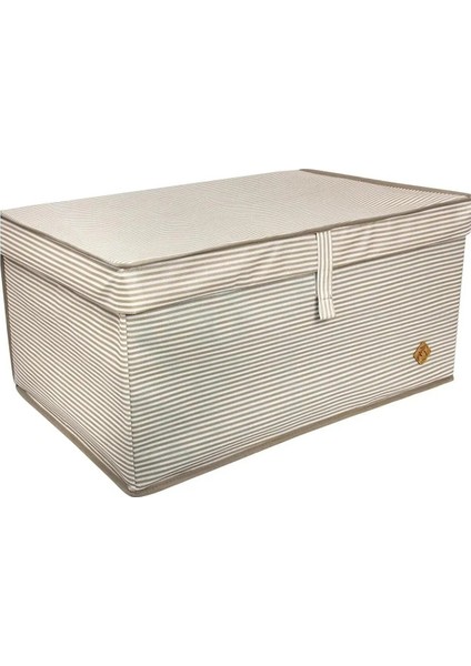 Alas Çok Amaçlı Baza Kutusu Bej Çizgili Tekli 70X40X30 cm
