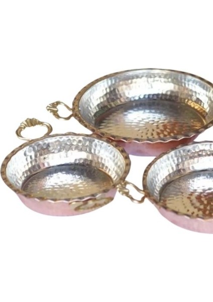 Bakır Tava Tırtıklı 3'lü Set modelleri