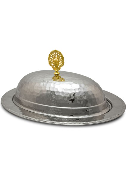 Sunumluk Kayık Model 35 cm Bakır Gümüş