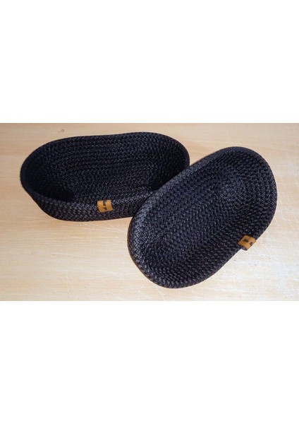 2'li Oval Hasır Sepet SİYAH&ANTRASİT EV BANYO Jüt Kordon İp Örme Dikiş Çok Amaçlı Havlu Düzenleyici Organizer fırsatları