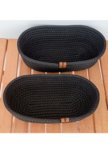2'li Oval Hasır Sepet SİYAH&ANTRASİT EV BANYO Jüt Kordon İp Örme Dikiş Çok Amaçlı Havlu Düzenleyici Organizer fiyatları
