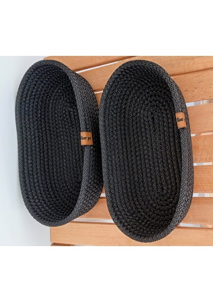 2'li Oval Hasır Sepet SİYAH&ANTRASİT EV BANYO Jüt Kordon İp Örme Dikiş Çok Amaçlı Havlu Düzenleyici Organizer modelleri