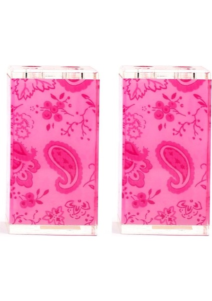 2 Adet Diş Fırçalık Pembe Çiçekli Akrilik 6X6X12CM Banyo Seti modelleri