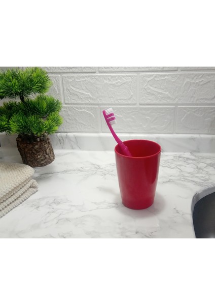 2 Adet Diş Fırçalık ve Macun Kabi Kırmızı Melamin 8X8X11CM 400ML Banyo Seti indirimleri