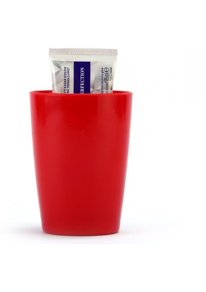 2 Adet Diş Fırçalık ve Macun Kabi Kırmızı Melamin 8X8X11CM 400ML Banyo Seti