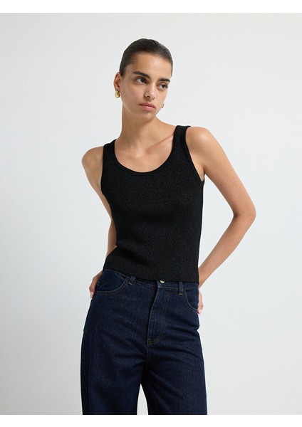 Fitilli Triko Bluz Siyah 11545627000