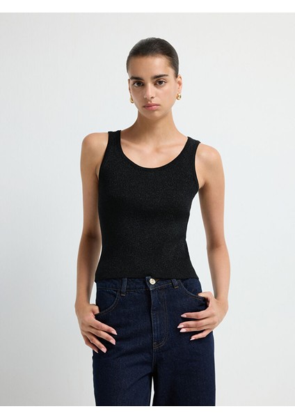 Fitilli Triko Bluz Siyah 11545627000 fırsatları