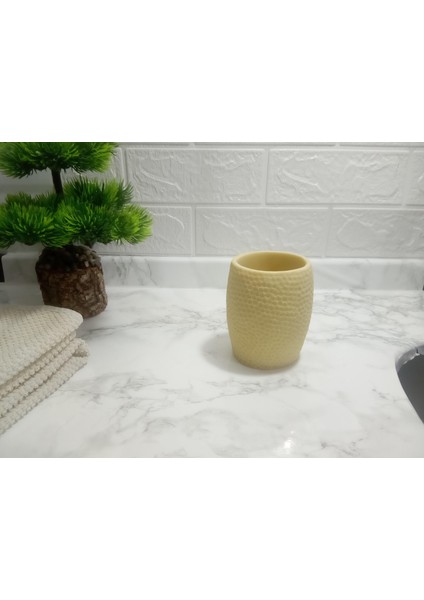 2 Adet Diş Fırçalık,macunluk Sarı Petek Desenli Poliresin 8X8X10CM 400ML Banyo Seti indirimleri