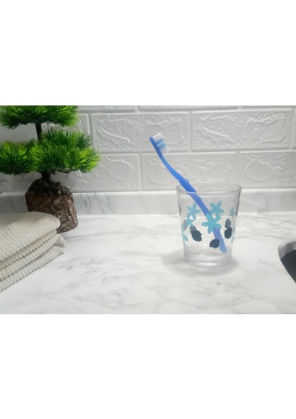 2 Adet Diş Fırçalık ve Macun Kabı Benekli Akrilik 8X8X9CM Banyo Seti indirimleri