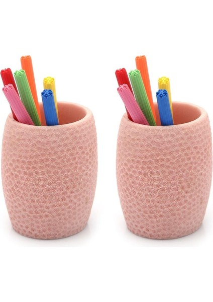 2 Adet Kalemlik Pembe Petek Ofis Gereci 8X8X10CM 400ML
