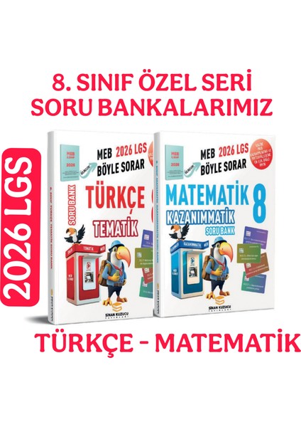8. Sınıf LGS Türkçe Tematik - Matematik Kazanım Matik 2'li Soru Bankası Seti