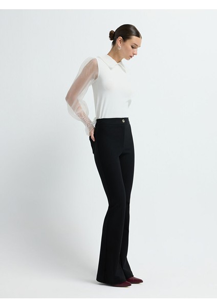 Ispanyol Paça Pantolon Siyah 15325077011 modelleri