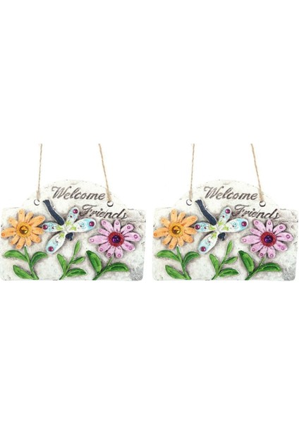 2 Adet Asılabilir Balkon ve Bahçe Süsü Hoşgeldin Arkadaşım Yazılı 15X15X2CM Duvar Süsü,taşı Balkon,bahçe ve Oda Dekor Hoşgeldiniz Tablo,tabela