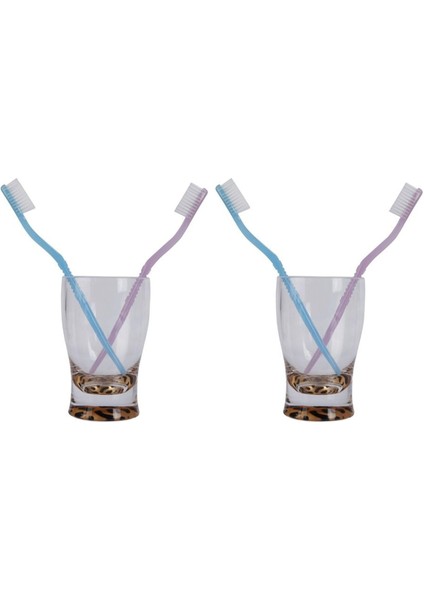 2 Adet Diş Fırçalık Macun Kabı Leopar Akrilik 6X6X11CM 270ML Banyo Seti