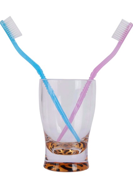 2 Adet Diş Fırçalık Macun Kabı Leopar Akrilik 6X6X11CM 270ML Banyo Seti