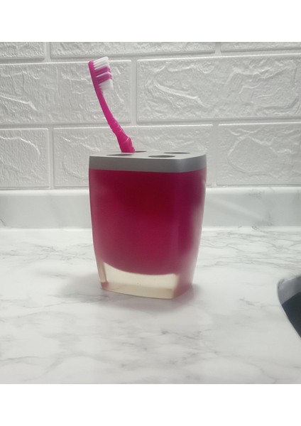2 Adet Diş Fırçalık Gri Pembe Poliresin 8X4X11CM Banyo Seti fiyatları