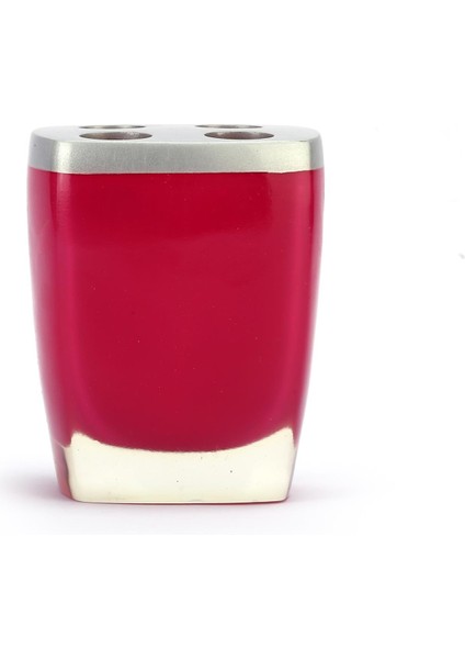 2 Adet Diş Fırçalık Gri Pembe Poliresin 8X4X11CM Banyo Seti