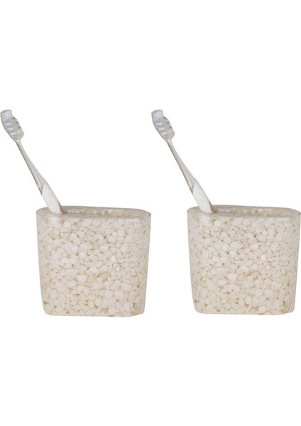 2 Adet Diş Fırçalık Deniz Taşı El Yapımı 400 gr 10X5X9CM Banyo Seti