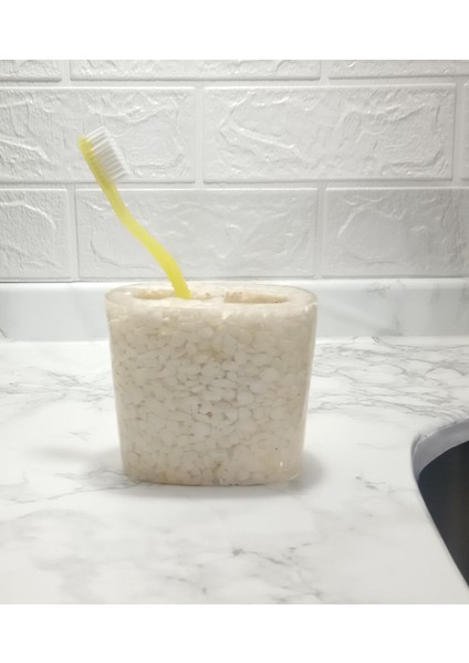2 Adet Diş Fırçalık Deniz Taşı El Yapımı 400 gr 10X5X9CM Banyo Seti fiyatları