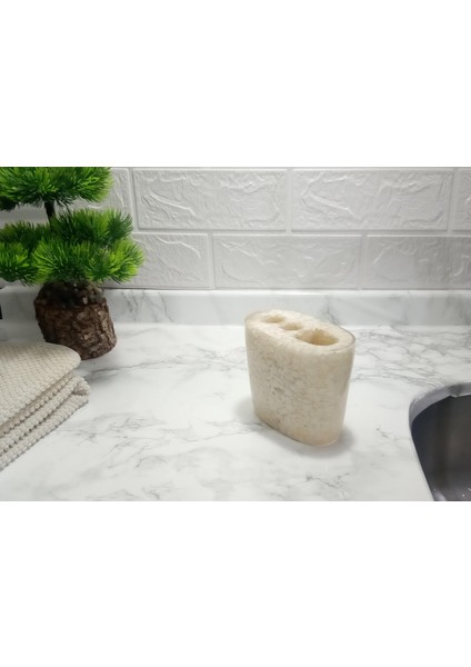 2 Adet Diş Fırçalık Deniz Taşı El Yapımı 400 gr 10X5X9CM Banyo Seti fırsatları