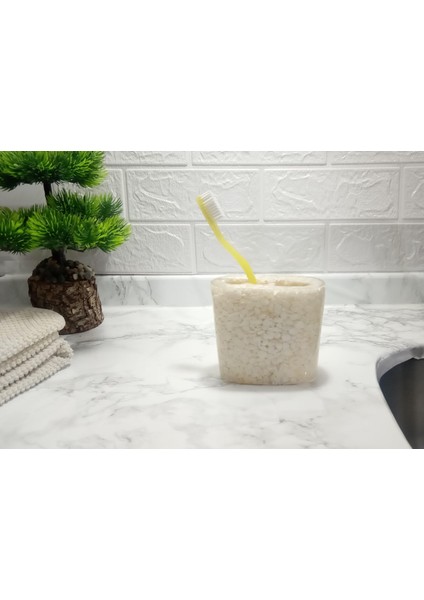 2 Adet Diş Fırçalık Deniz Taşı El Yapımı 400 gr 10X5X9CM Banyo Seti indirimleri