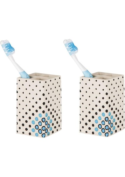 2 Adet Diş Fırçalık Puanlı Poliresin 6X6X10CM Banyo Seti