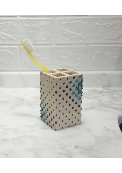 2 Adet Diş Fırçalık Puanlı Poliresin 6X6X10CM Banyo Seti fiyatları
