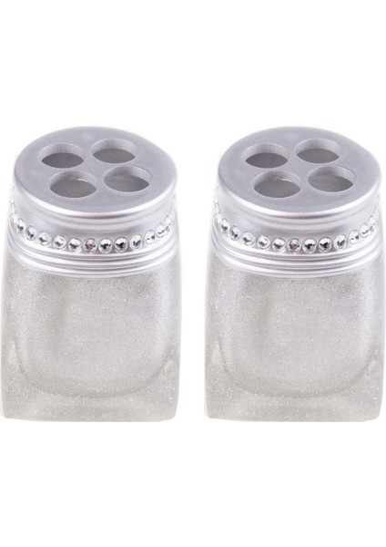 2 Adet Diş Fırçalık Kristal Taşlı Gümüş Poliresin 7X7X10CM Banyo Seti modelleri