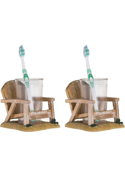 2 Adet Diş Fırçalık ve Macunluk Sandalye Poliresin 13X11X10CM 200ML Banyo Seti
