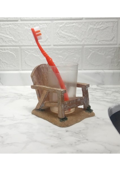 2 Adet Diş Fırçalık ve Macunluk Sandalye Poliresin 13X11X10CM 200ML Banyo Seti fiyatları