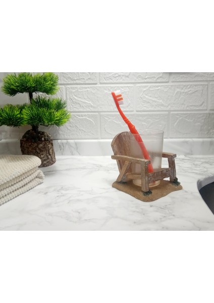 2 Adet Diş Fırçalık ve Macunluk Sandalye Poliresin 13X11X10CM 200ML Banyo Seti fırsatları