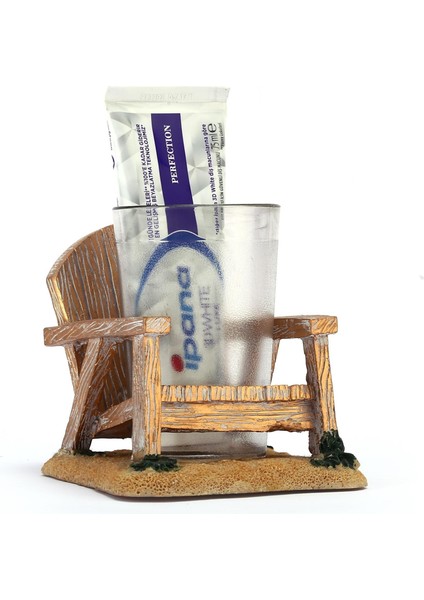 2 Adet Diş Fırçalık ve Macunluk Sandalye Poliresin 13X11X10CM 200ML Banyo Seti