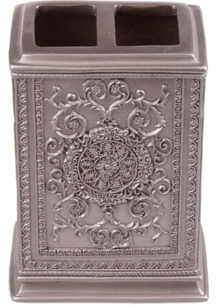 2 Adet Diş Fırçalık Dekoratif Işlemeli Gümüş Poliresin 8X6X11CM fırsatları