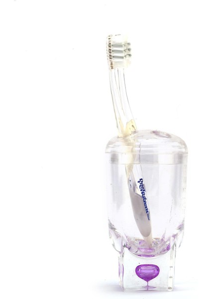 2 Adet Diş Fırçalık Mor Damlalı Akrilik 7X7X14CM Banyo Seti