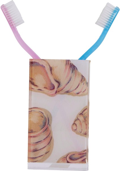 2 Adet Diş Fırçalık ve Macun Kabı Istiridye Akrilik 6X6X12CM 300ML Banyo Seti
