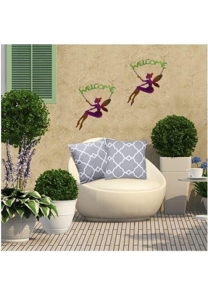 2 Adet Balkon ve Bahçe Hoşgeldiniz Tabelası,melek Figürlü 30X18X0,5CM fırsatları