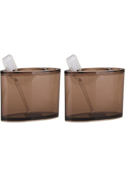2 Adet Diş Fırçalık Oval Kahverengi Akrilik 13X5X10CM Banyo Seti modelleri