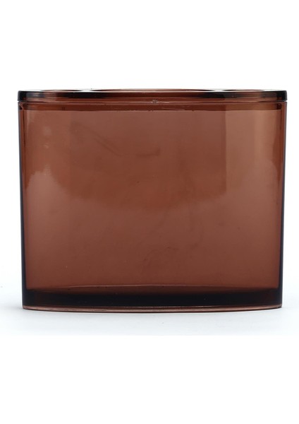2 Adet Diş Fırçalık Oval Kahverengi Akrilik 13X5X10CM Banyo Seti