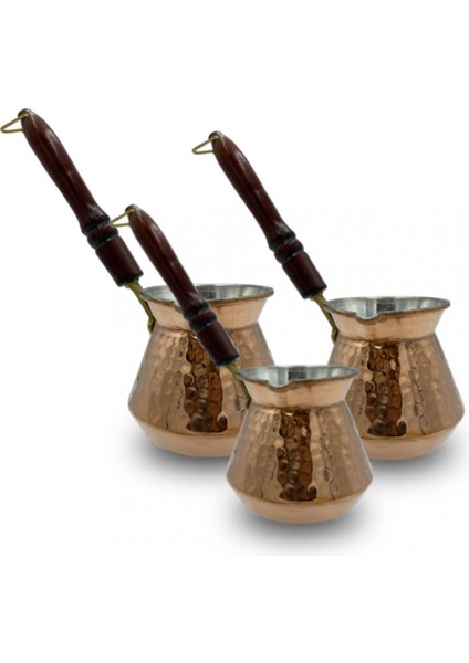 Tombik Cezve Kalın Bakır 3'lü Set