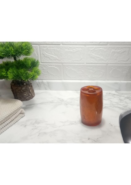 2 Adet Diş Fırçalık Altın Renkli Poliresin 5X5X7CM Banyo Seti fırsatları