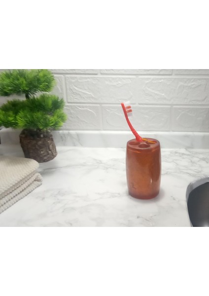 2 Adet Diş Fırçalık Altın Renkli Poliresin 5X5X7CM Banyo Seti indirimleri