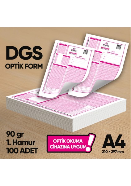 Dgs Deneme Sınavları için 100 Adet (90.gr) Optik Form - Optik Okuma Uyumlu