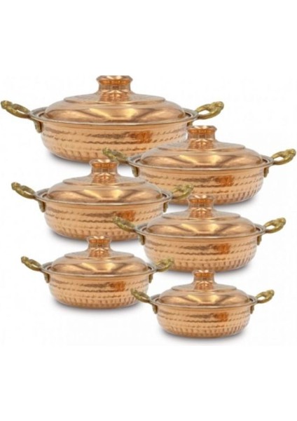 Bakır Tava Derin Kapaklı 6'lı Set