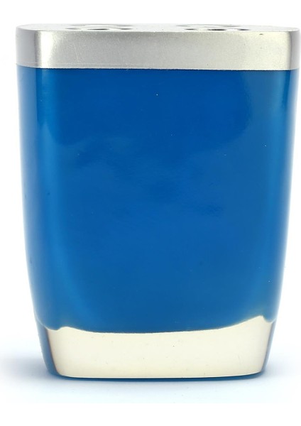 2 Adet Diş Fırçalık Gri Mavi Poliresin 8X4X11CM Banyo Seti