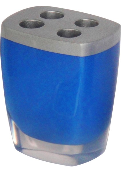 2 Adet Diş Fırçalık Gri Mavi Poliresin 8X4X11CM Banyo Seti