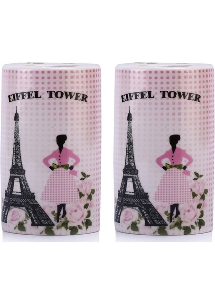 2 Adet Seramik Diş Fırçalık Eyfel Kulesi Model 7X7X11CM Banyo Seti modelleri