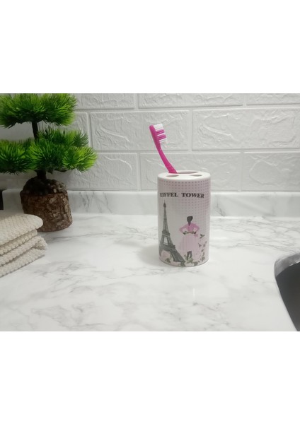 2 Adet Seramik Diş Fırçalık Eyfel Kulesi Model 7X7X11CM Banyo Seti indirimleri