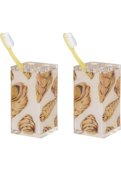 2 Adet Diş Fırçalık Istiridye Akrilik 6X6X12CM Banyo Seti