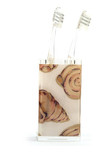 2 Adet Diş Fırçalık Istiridye Akrilik 6X6X12CM Banyo Seti