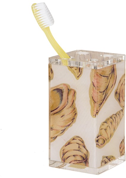 2 Adet Diş Fırçalık Istiridye Akrilik 6X6X12CM Banyo Seti